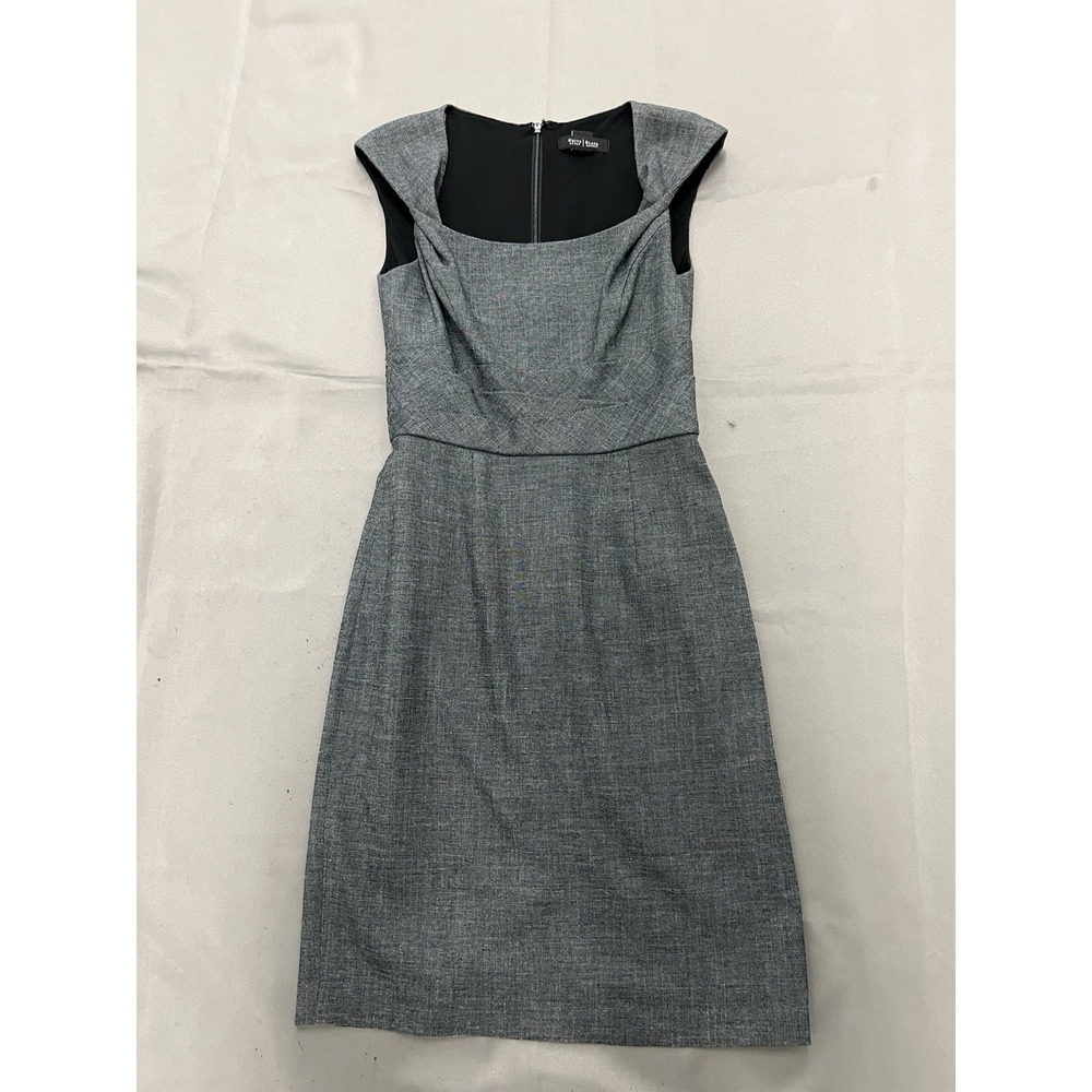 White House Black Market Rayon charcoal gray tweed sheath dress Size 00